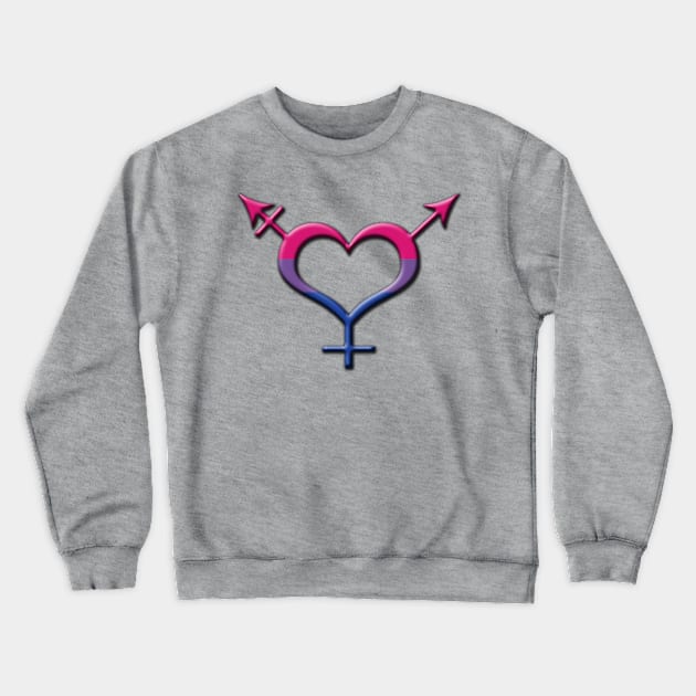 Heart-Shaped Bisexual Pride Transgender Symbol Crewneck Sweatshirt by LiveLoudGraphics